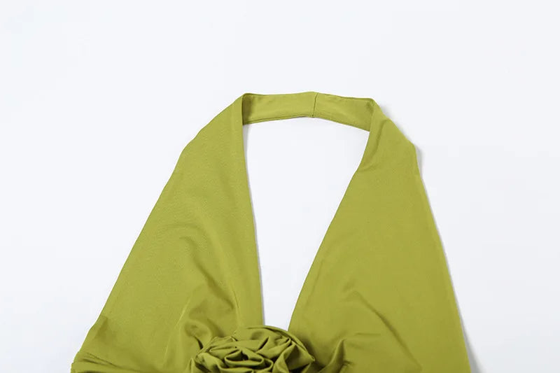 שמלת מקסי בעיטור מלמלה ופרח גב פתוח  - Maxine