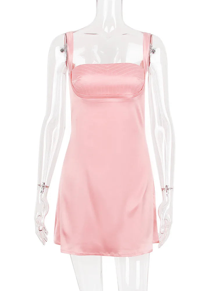 שמלת מיני סאטן גב פתוח - בייב