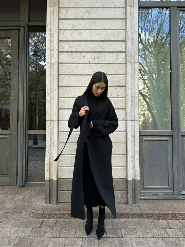 קרדיגן צמרי ארוך סגירת חגורת קשירה - קאי