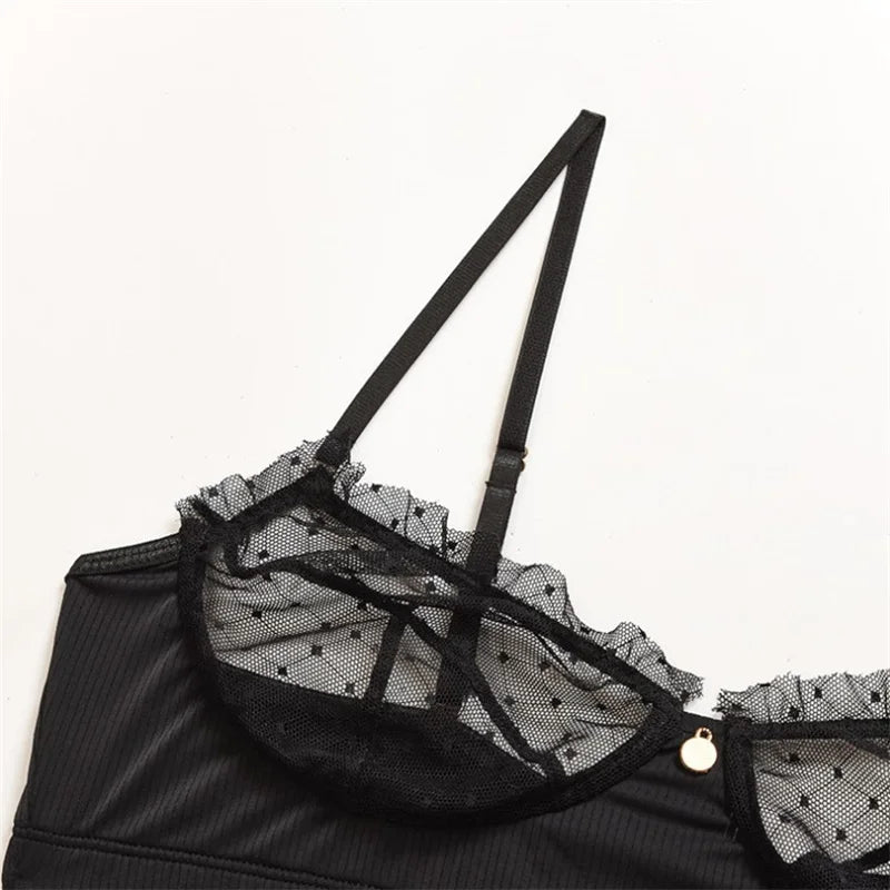 סט הלבשה תחתונה חזייה שקופה - Hallie