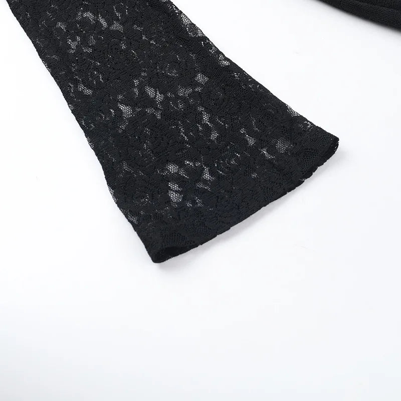 שמלת מיני תחרה בעיטור קשירות - לוריאל