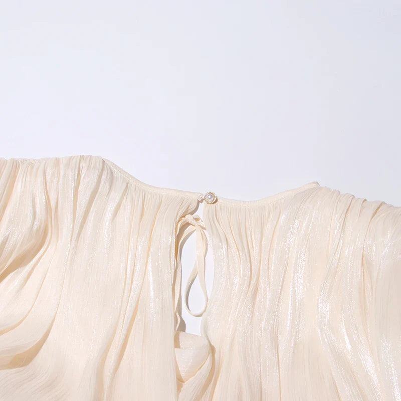 שמלת מיני כיווצים מלמלה בד שיפון מבריק - Lucille