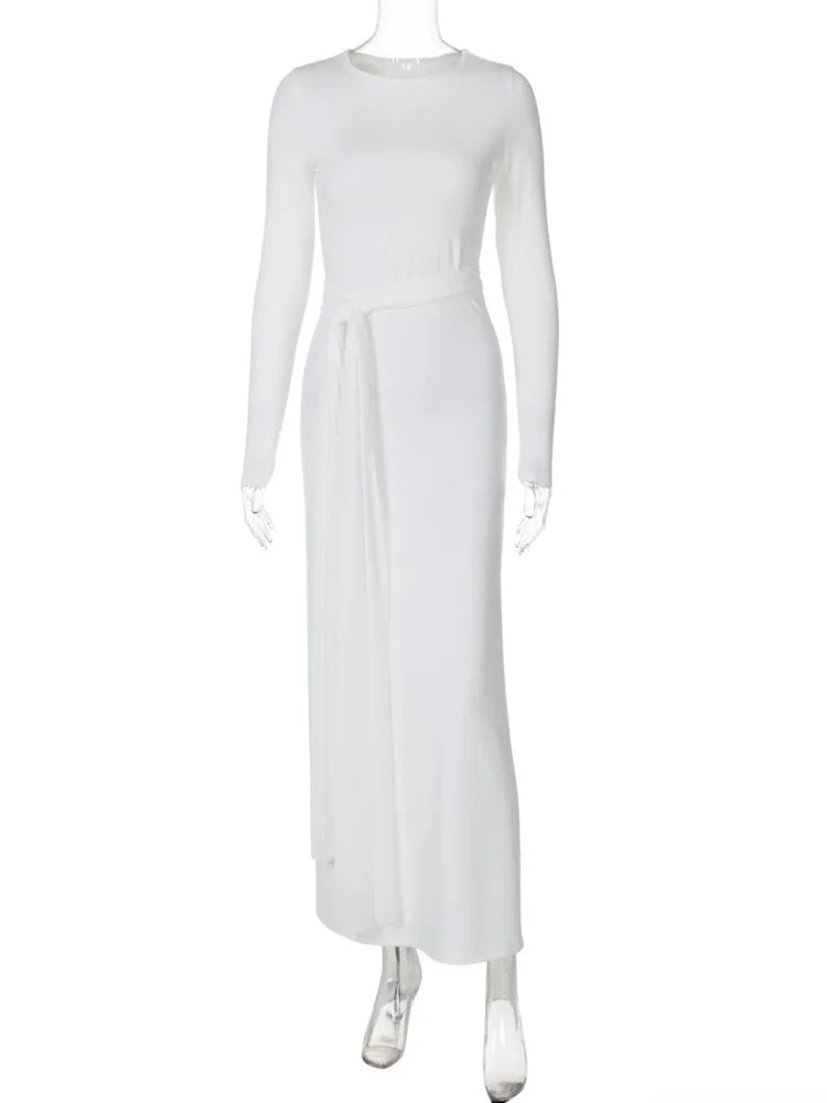 שמלת מקסי צנועה בעיצוב קשירה - מייפל