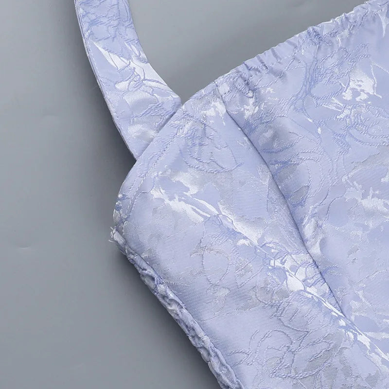 שמלת מיני בגזרת A בעיצוב רקמת איורי פרחים קשירה בצוואר - אל אריה