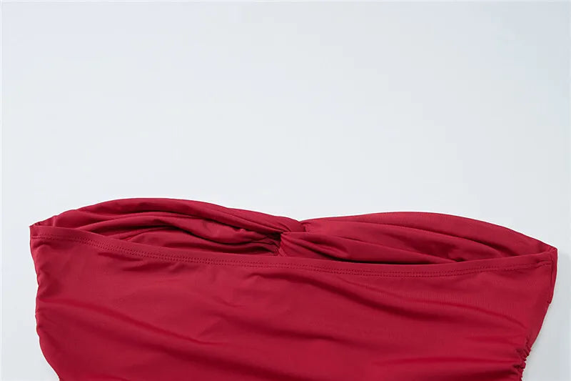 שמלת מיני סטרפלס כיווצים - גבי