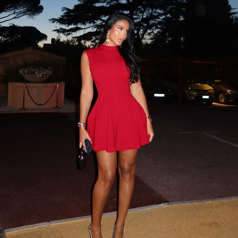 שמלת מיני מלמלה בגזרת A צווארון חצי גולף - ריילי