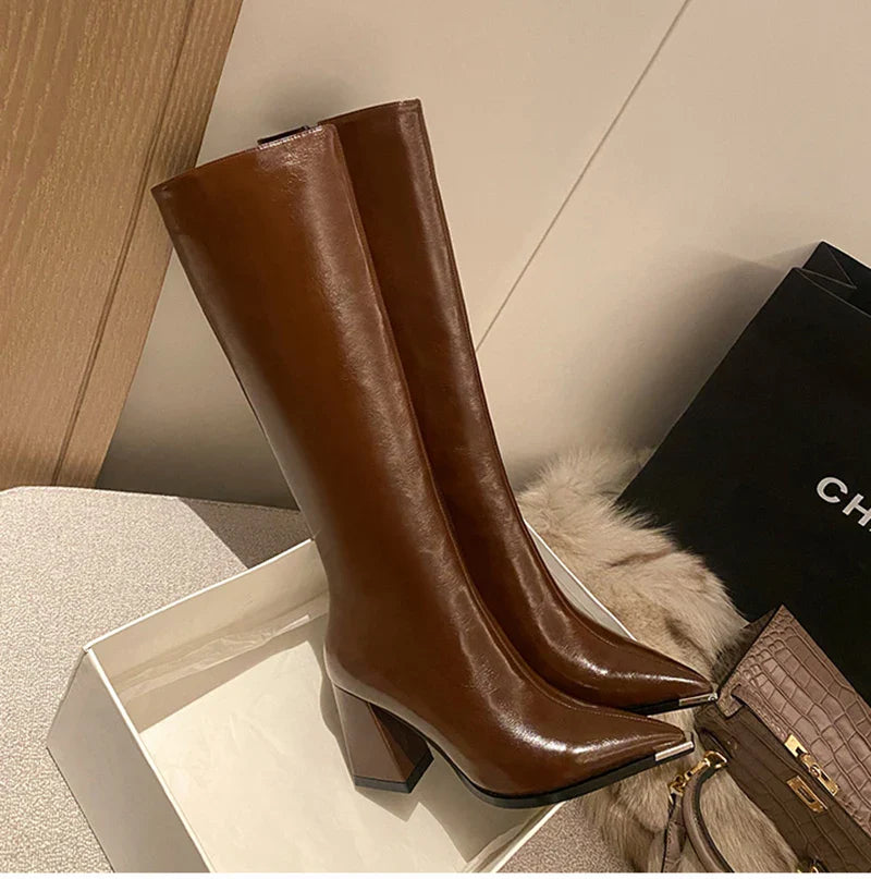 High heeled leatherette boots - Sally