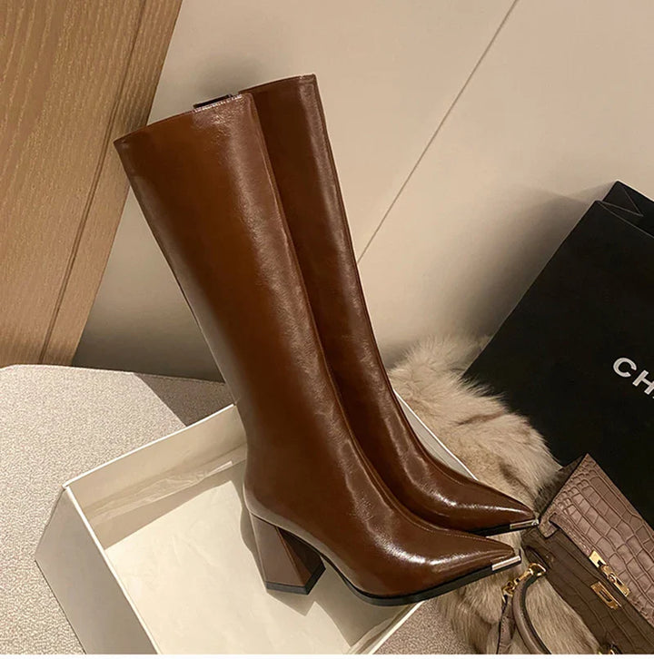 High heeled leatherette boots - Sally
