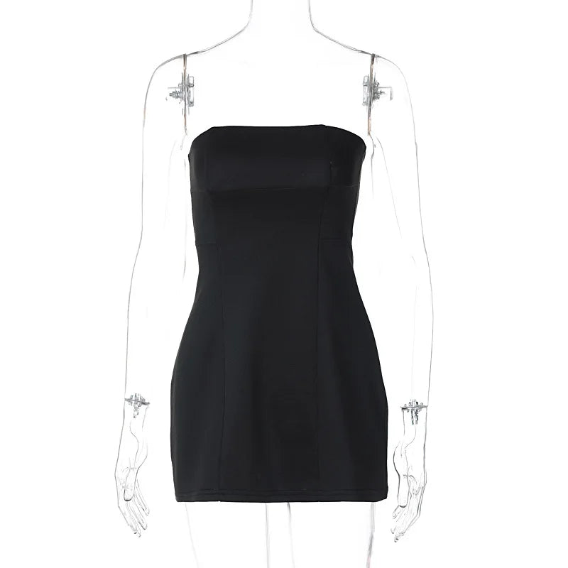 שמלת מיני סטרפלס קלאסית בגזרת שעון חול - מירן