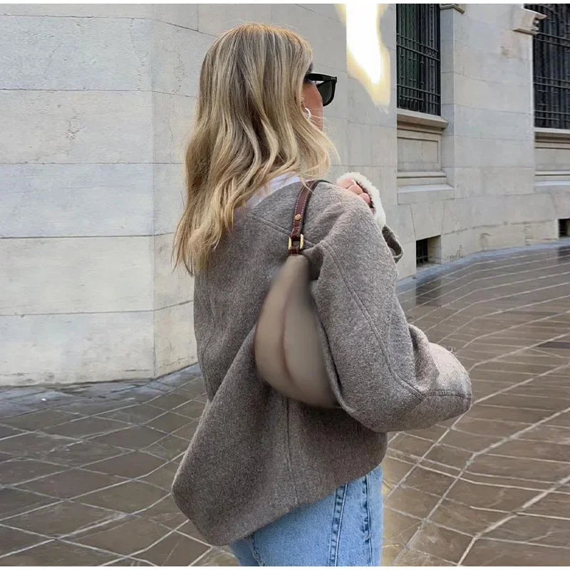 ג'קט צמר קצר סגירת כפתורים - לילי