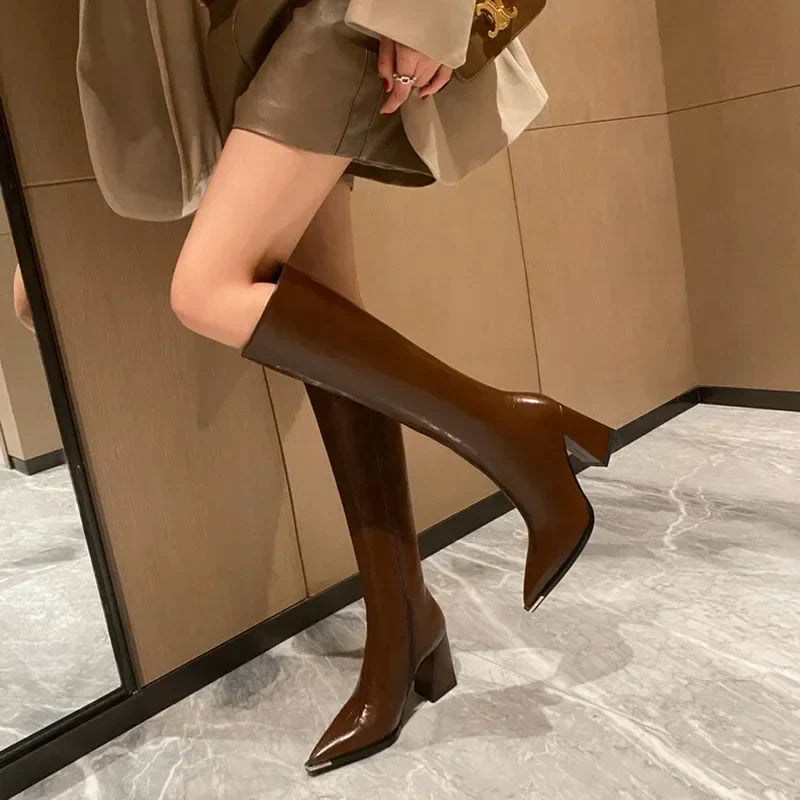 High heeled leatherette boots - Sally