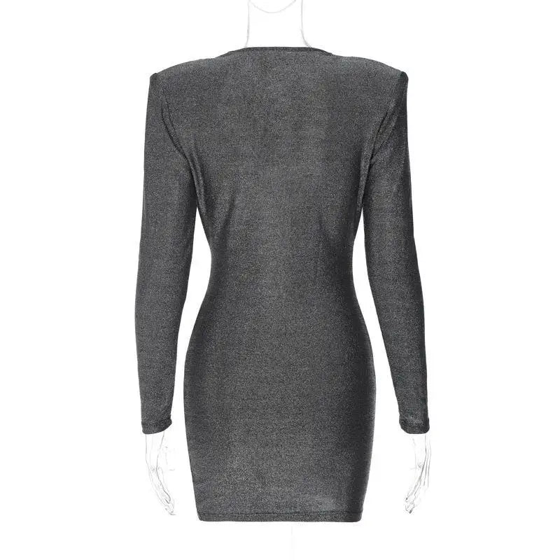 שמלת מיני נצנצים צווארון V - Maia