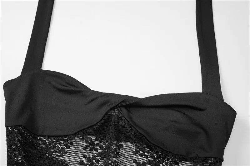 Maxi dress with lace design and open back - Nahora