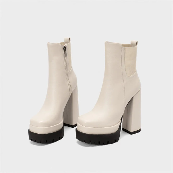 Faux leather platform heel boots - Cher
