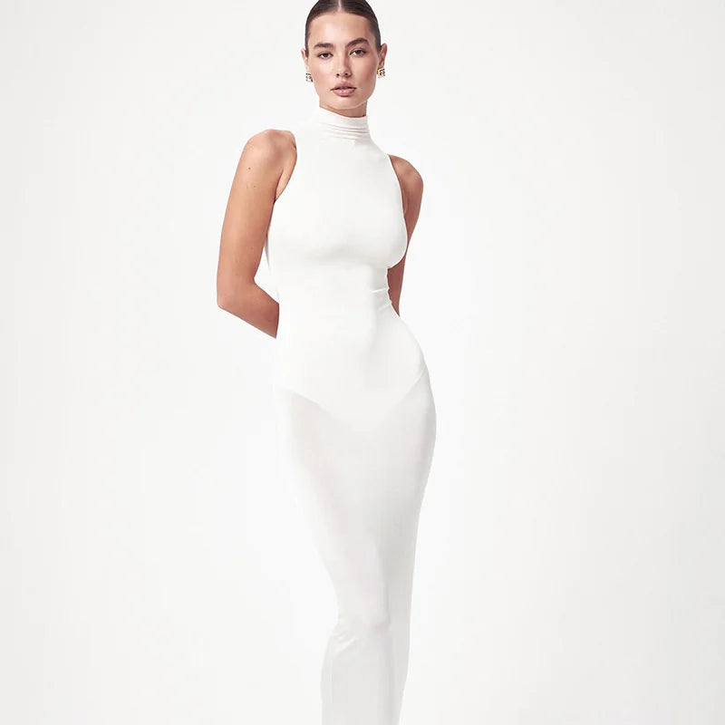 שמלת מקסי גולף בעיצוב שיפון ובגד גוף - יהב