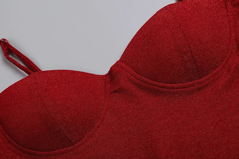 שמלת מקסי נצנצים בעיצוב שסע בעיטור כפפות - Daphne