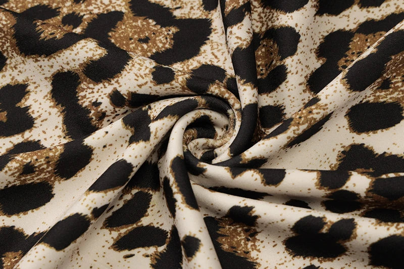 שמלת מקסי מנומרת צווארון גולף - מרלין