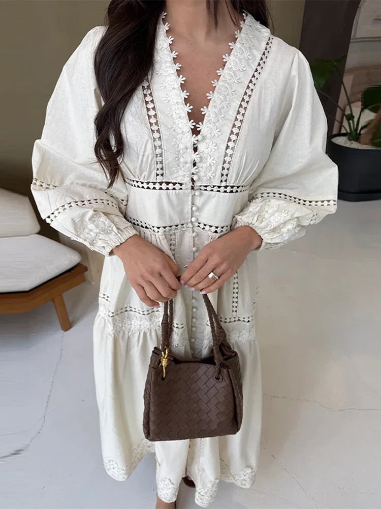 שמלת מקסי שיפלי בעיטור כפתורים - רעיה