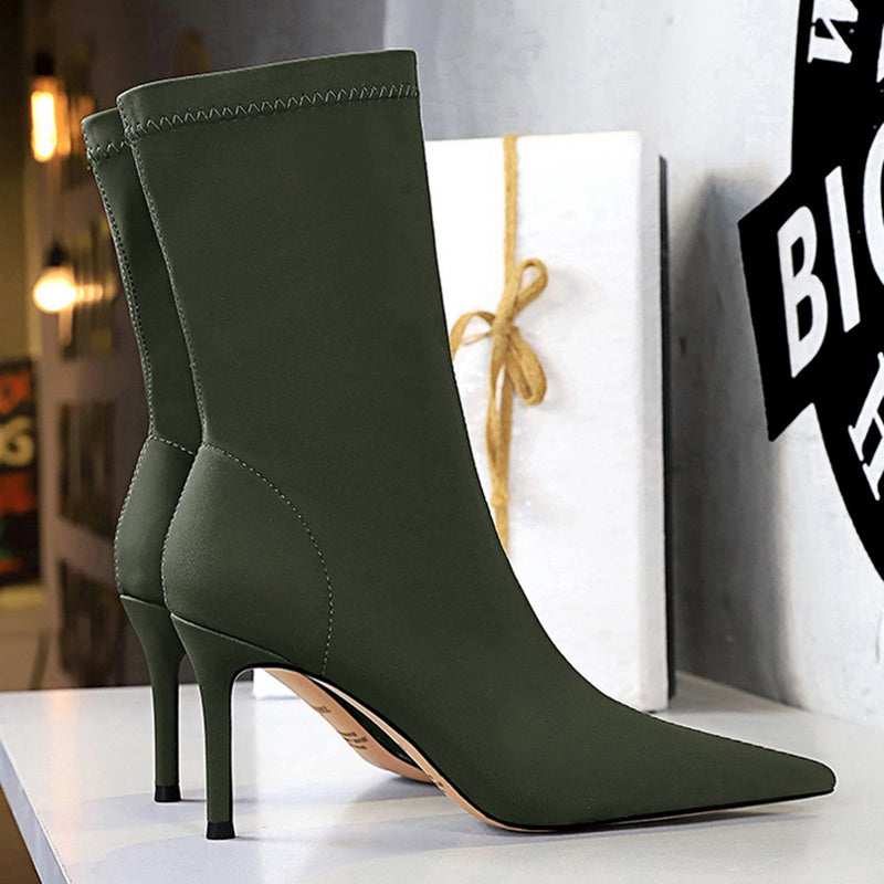 Silk Pointed Heel Boots - Chloé