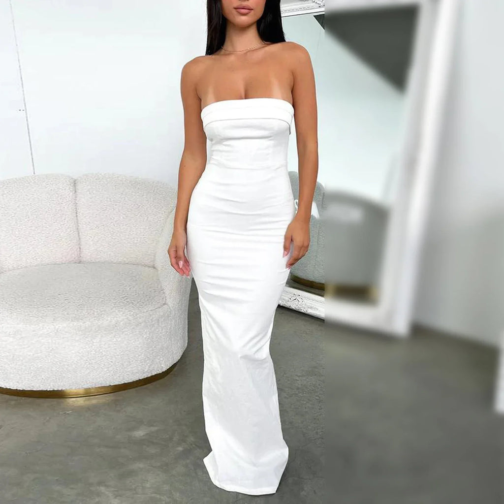 שמלת מקסי סטרפלס אלגנטית - זורי