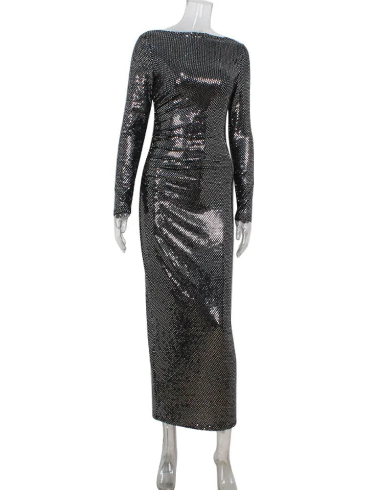 שמלת מקסי בעיטור נקודות מנצנצות - Journee