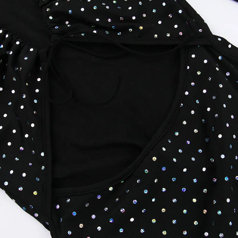 שמלת ערב מקסי נצנצים בעיטור מחשוף קשירה - מיכאלה