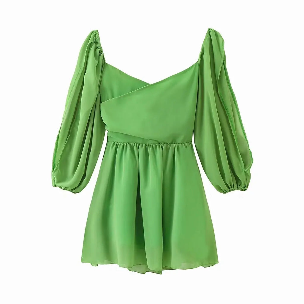 שמלת מיני מלמלה שרוולים פתוחים - נויה לי