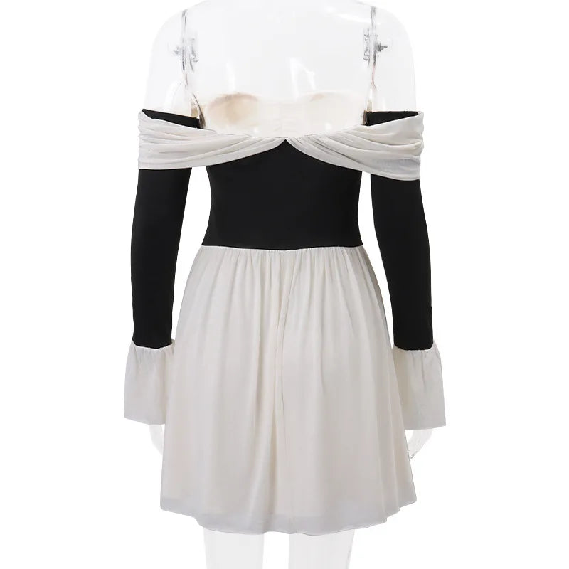 שמלת ערב מיני אלגנטית כתפיים חשופות - לאב