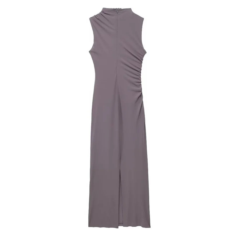 שמלת מקסי אלגנטית צמודה בעיצוב כיווצים - לוזיאנה