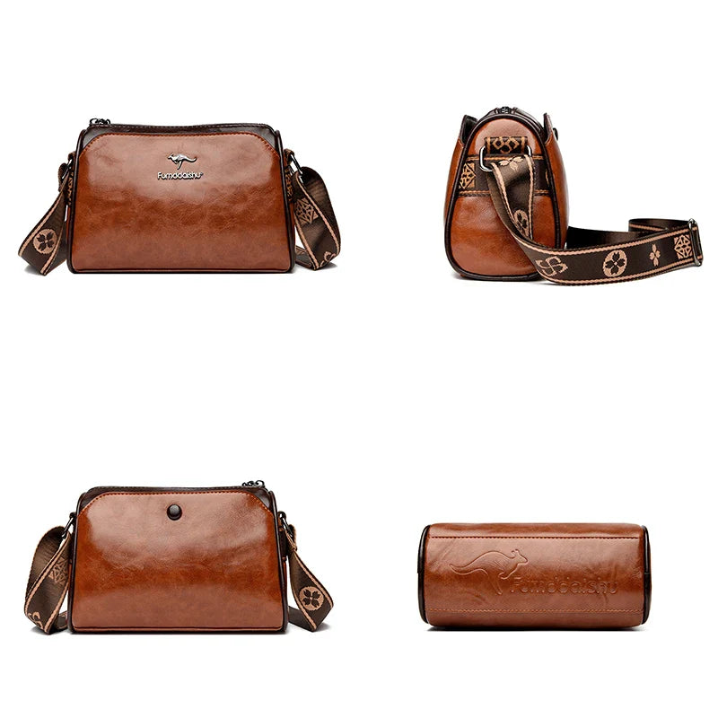 Faux leather bag with strap design