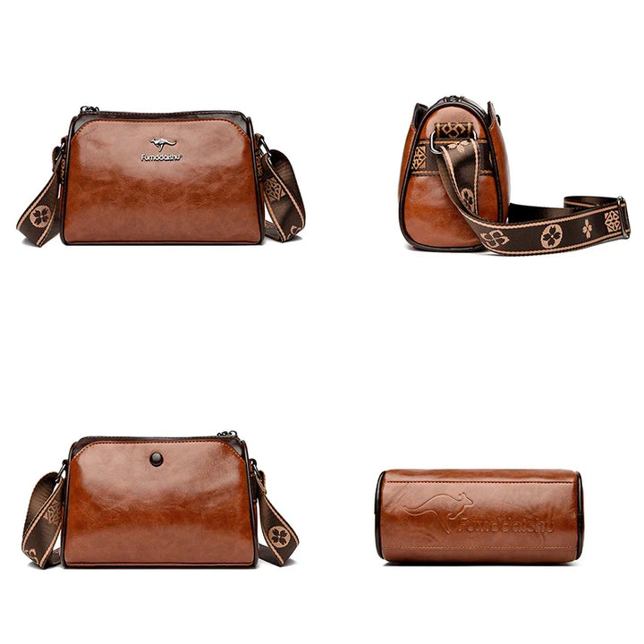 Faux leather bag with strap design