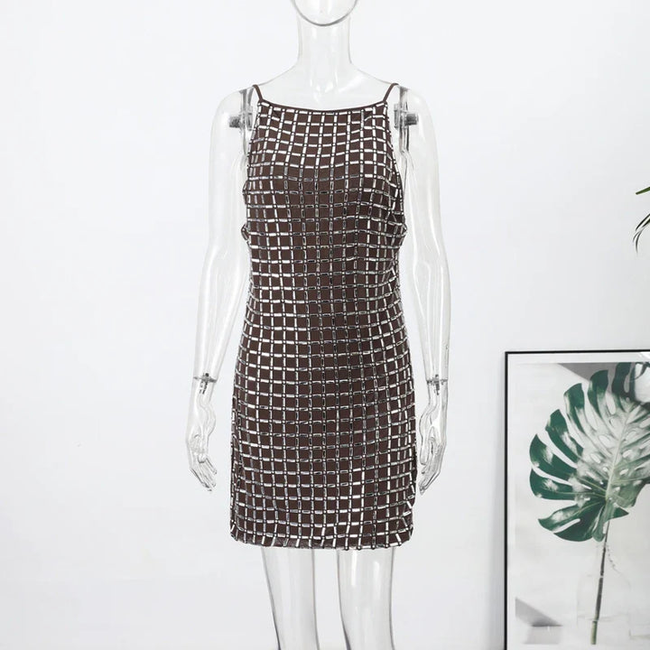 Strapless top/mini skirt/maxi dress/maxi dress with sparkling rhinestones