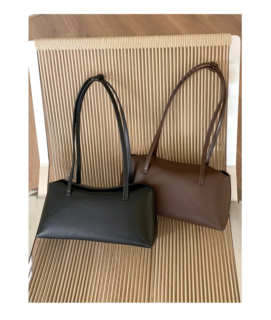 Faux leather bag with rectangular design