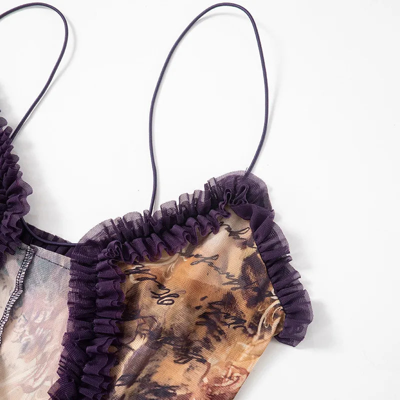 שמלת מקסי שיפון בעיטור מלמלה בעיצוב שסע ופתח - ג'ולי