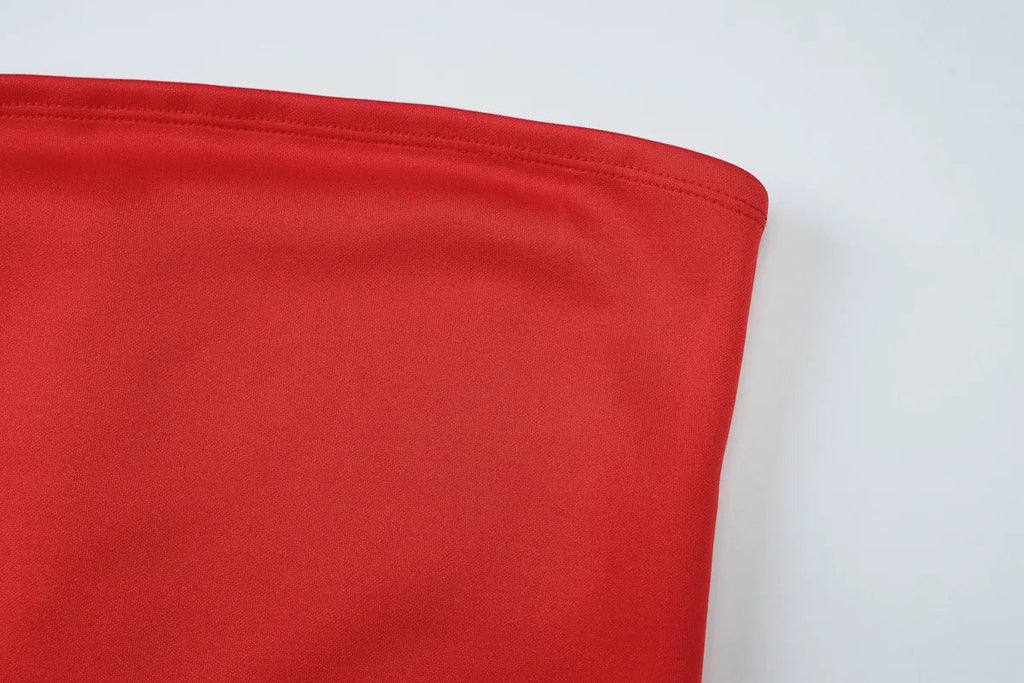 שמלת מיני סטרפלס בגזרת A בעיטור צעיף תואם - Amelie