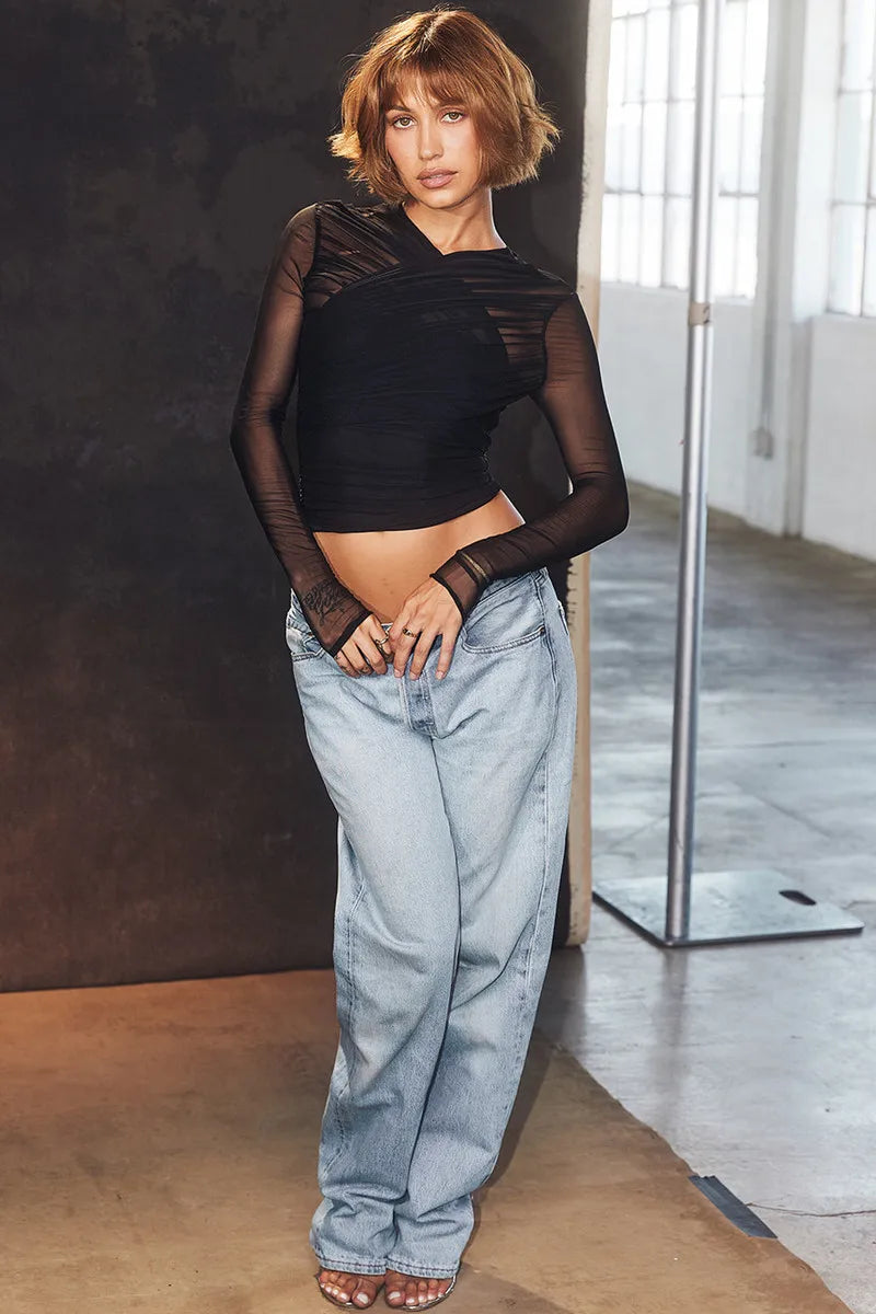 חולצת שיפון בעיצוב כיווצים - דורון