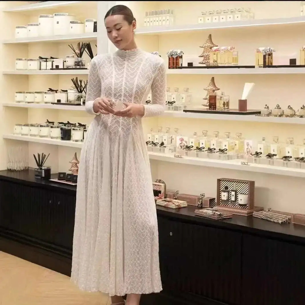 שמלת מקסי ערב יוקרתית בעיצוב ארוג בגזרת A - ליבי