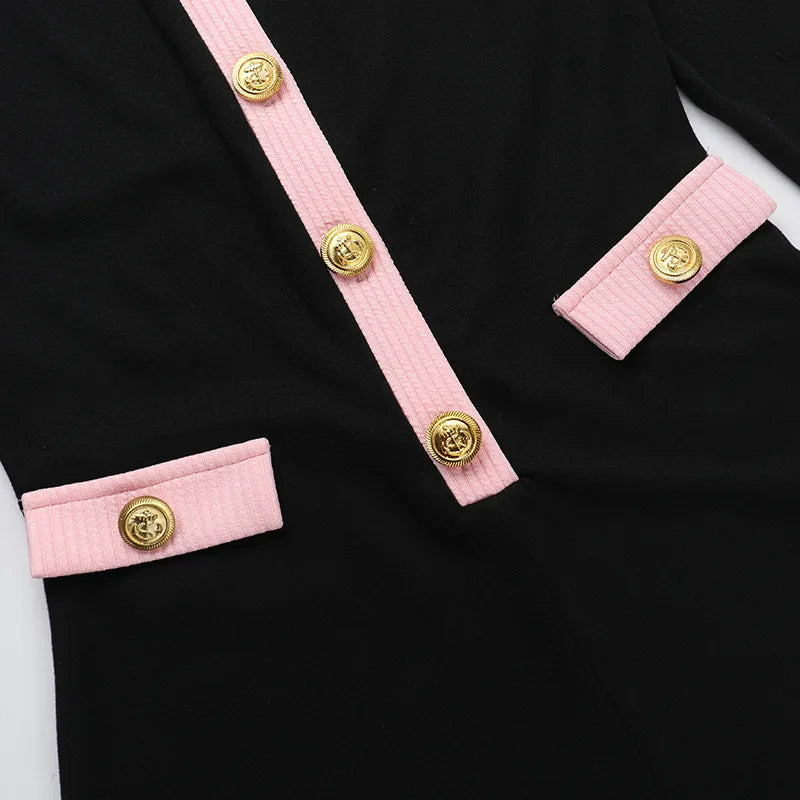 אוברול קצר סרוג בעיצוב מחויט בעיטור כפתורים - Hattie