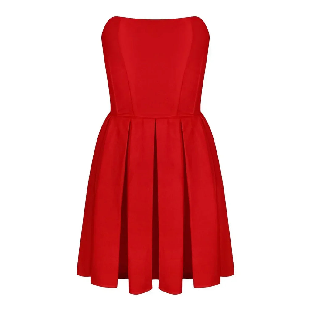 שמלת מיני סטרפלס בגזרת A - Carla