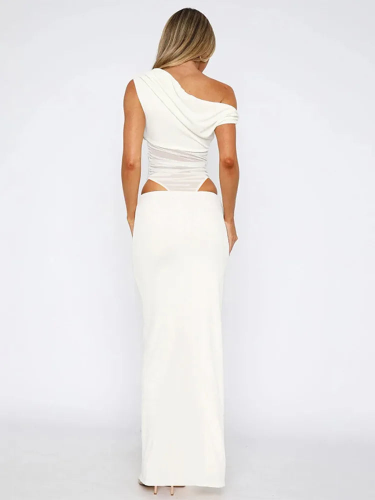 שמלת מקסי בעיצוב רשת ופתחים כתפיים חשופות - הלסיה