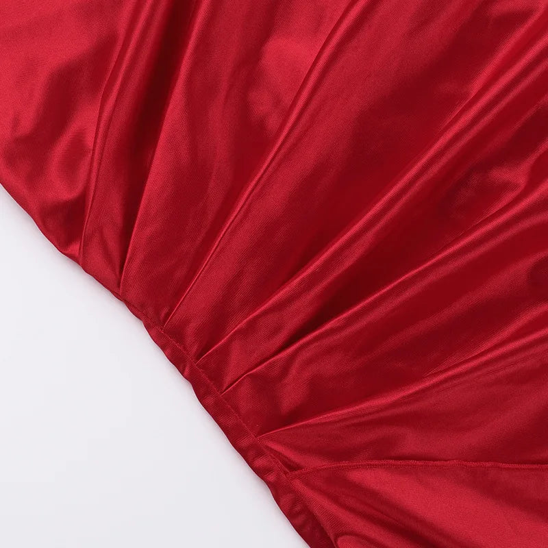 שמלת מקסי סאטן גב פתוח בעיצוב קולר ושסע  - נסטיה