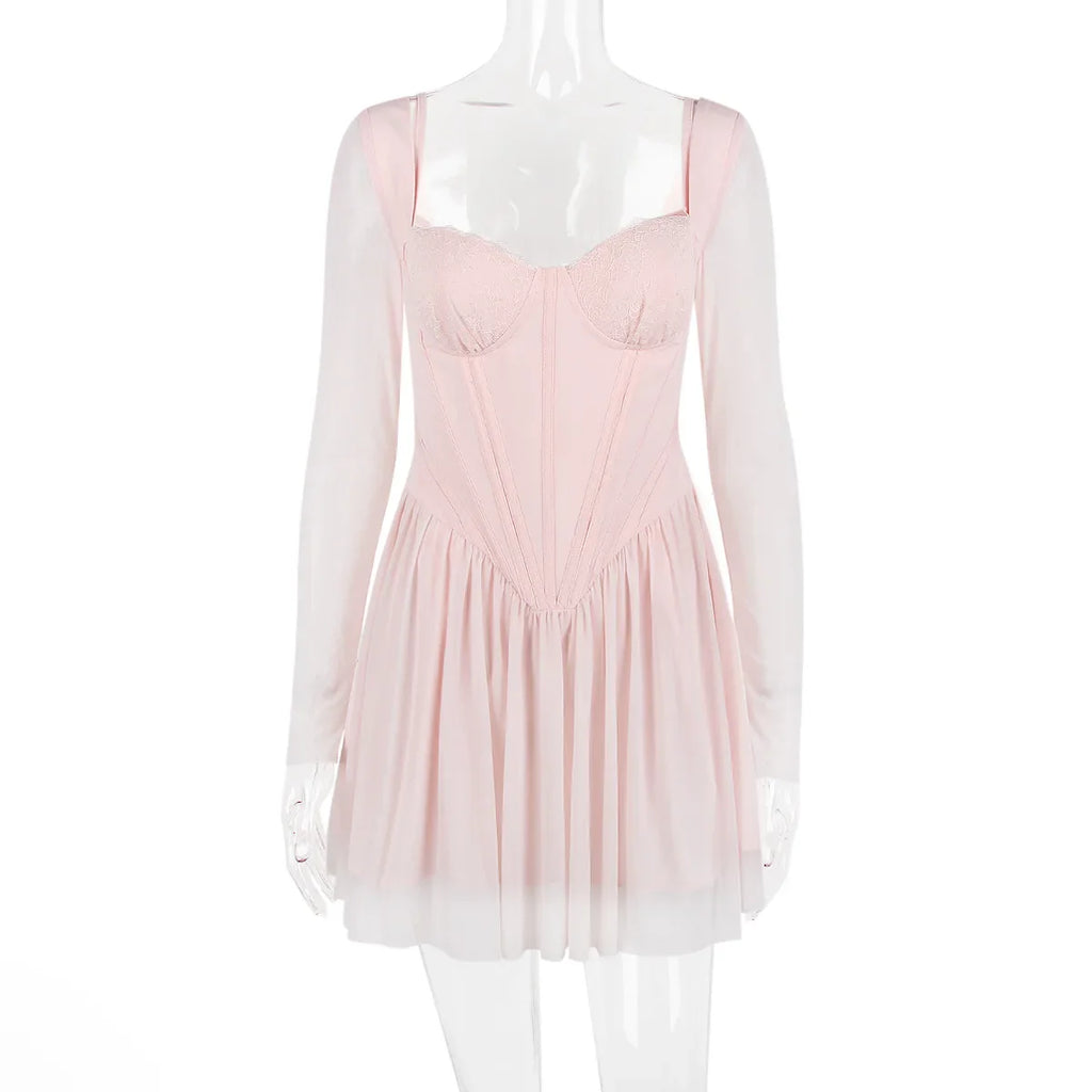 שמלת מיני שיפון בעיצוב מחוך - ROSIE