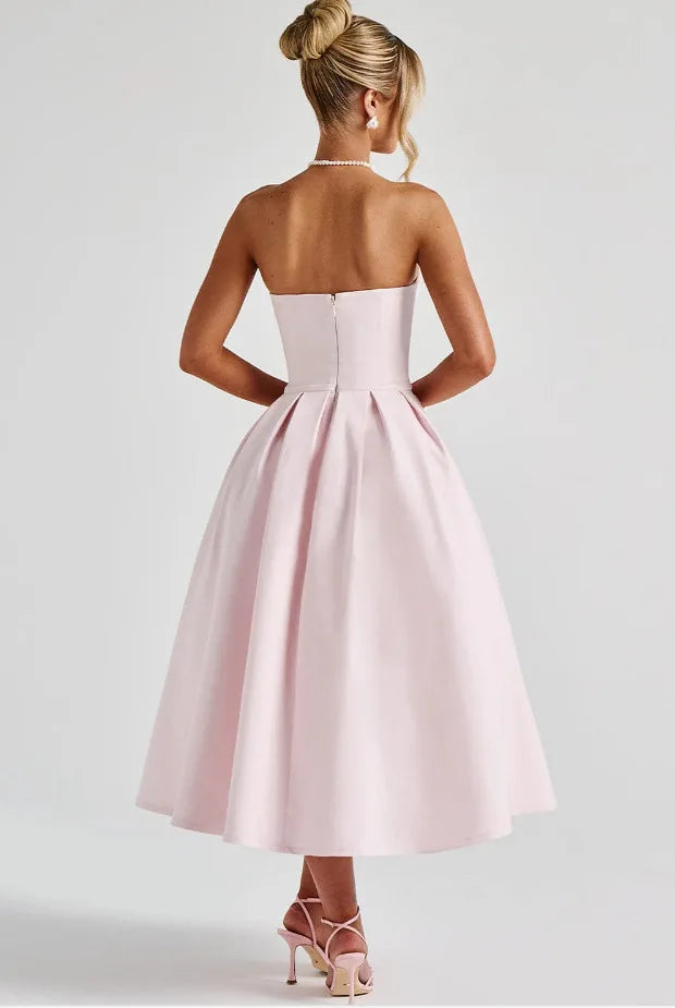 שמלת מידי סטרפלס בגזרת A - ארייא