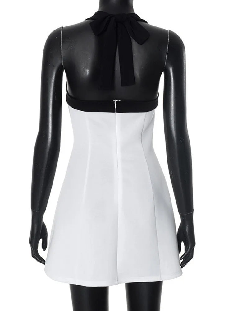 שמלת מיני אלגנטית קשירה בצוואר גב פתוח - אנה אל