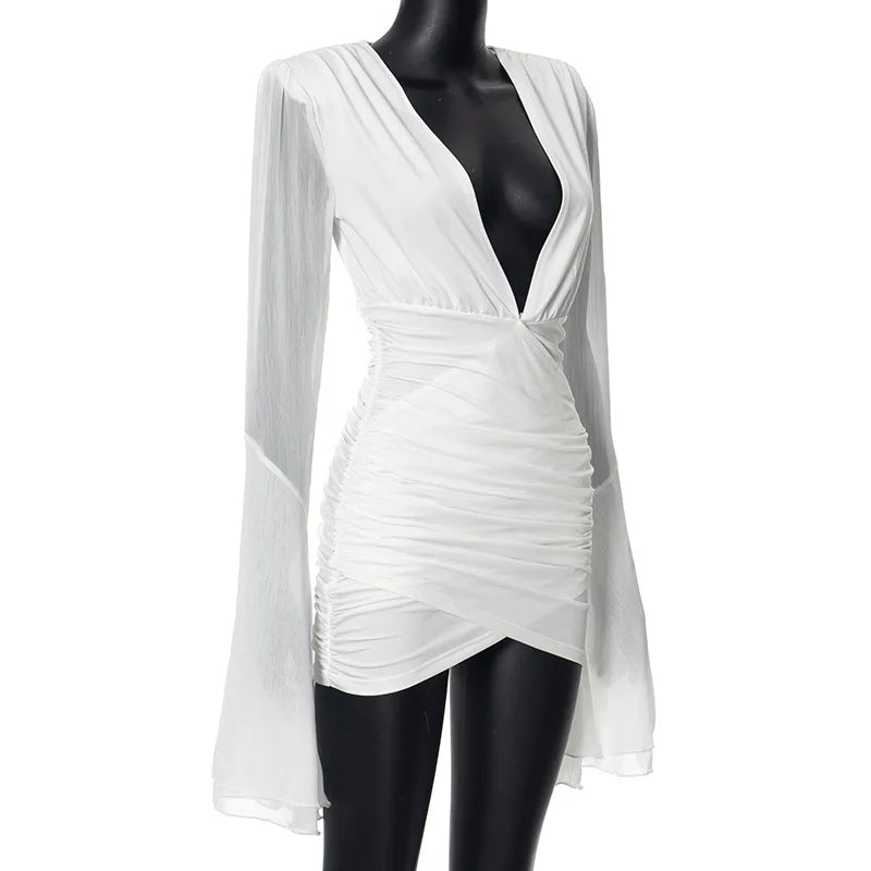 שמלת מיני מעטפת בעיטור שרוולים נפתחים - לילך