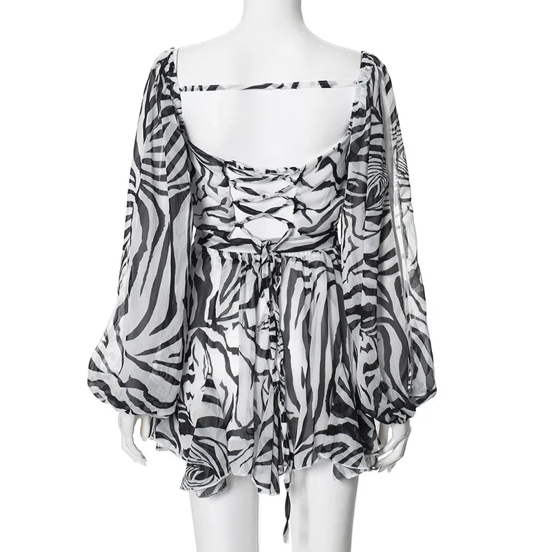 שמלת מיני מלמלה שרוולים פתוחים - הללי