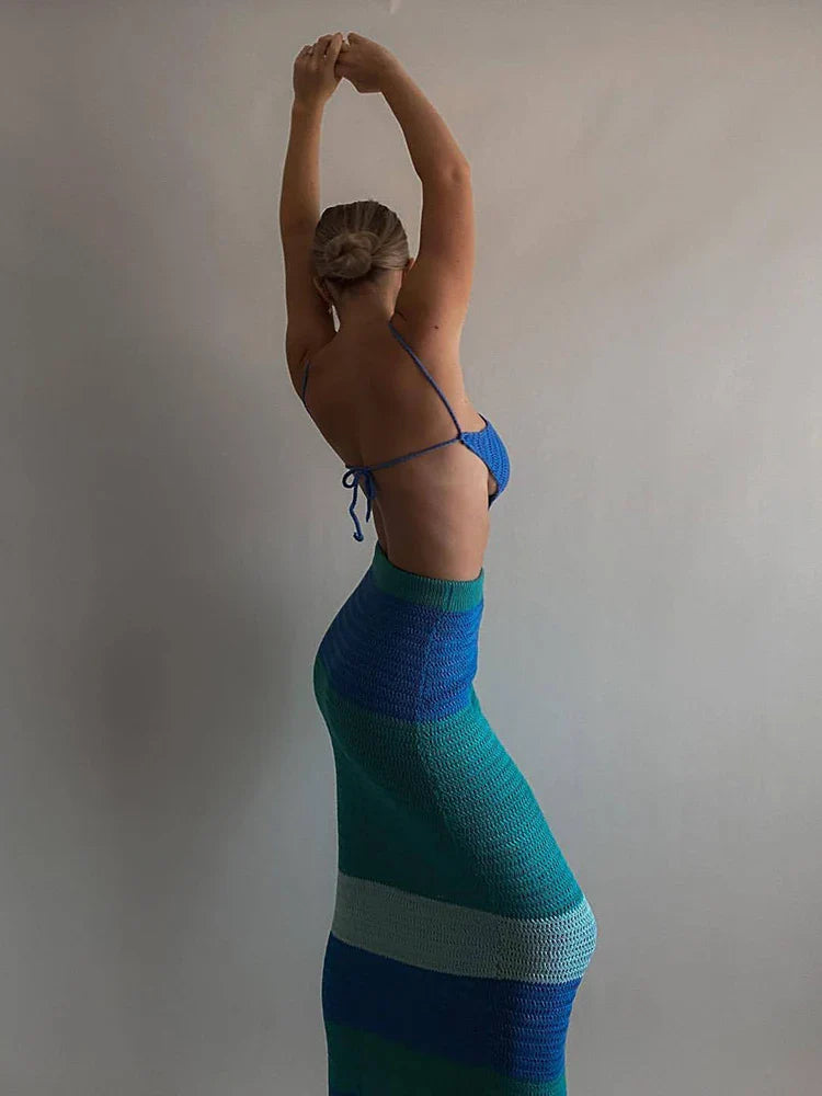 סט חוף שני חלקים טופ וחצאית מקסי - מואנה