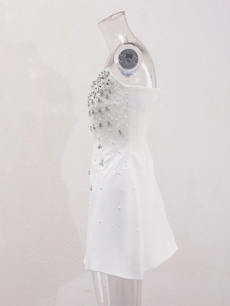 שמלת מיני/מידי סטרפלס בעיטור יהלומים - MELIKA