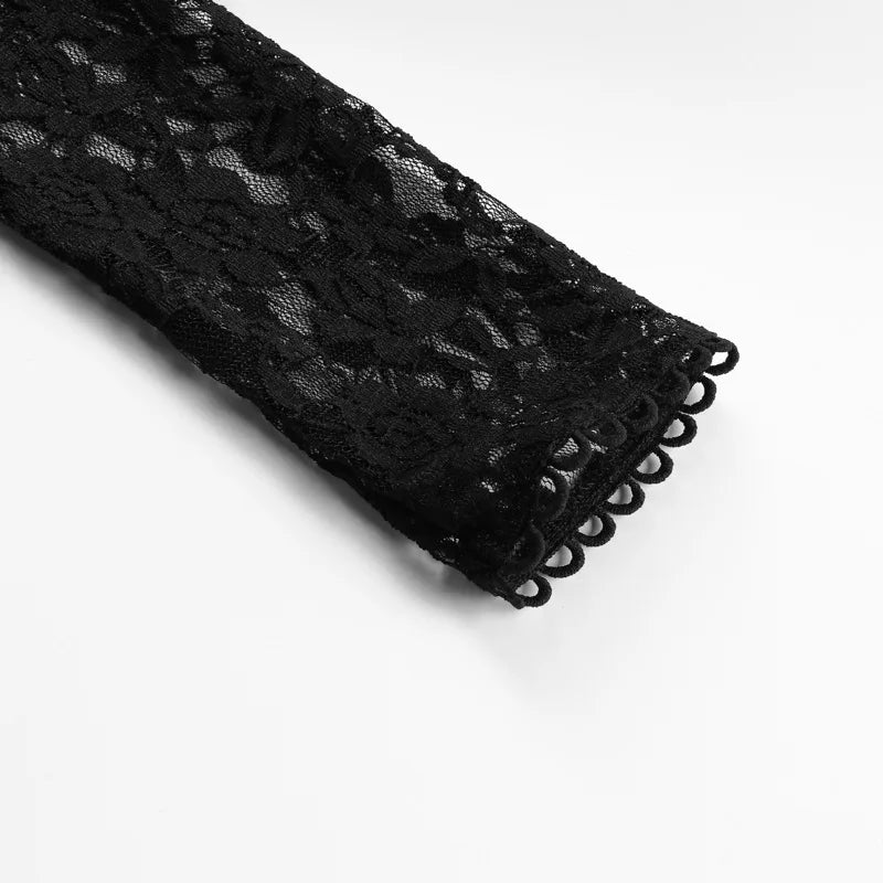 שמלת מיני סאטן שרוולי תחרה - פאר