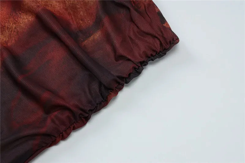 שמלת מקסי בעיצוב הדפס מיוחד בעיטור אבזם פרח - איירס